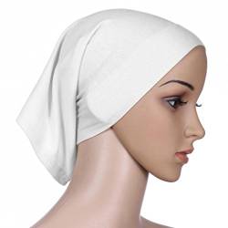 QHGstore Frauen-Kopftuch Elastic Sweat Saugfähige Baumwolle Underscarf Hijab Tube Cap Weiß von QHGstore