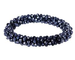 QHP Knotenband Haargummi Shine mit eckigen Perlen für schönen Glanz (Navy) von QHP