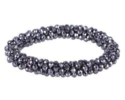 QHP Knotenband Haargummi Shine mit eckigen Perlen für schönen Glanz (Silber) von QHP