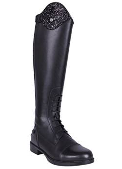 QHP Leder-Reitstiefel Romy für Kinder mit austauschbarem Design ! Schwarz, normale Wadenweite (36, Schwarz) von QHP