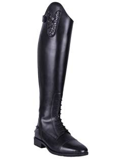 QHP Leder-Reitstiefel Sasha Adult weit schwarz mit wechselbarem Oberteil, RV hinten (37 EU) von QHP