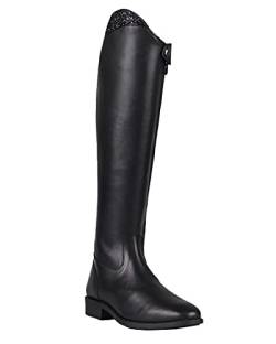 Reitstiefel Damen Yuna Adult Breit | Gr. 36-42 | Elegantes Design | Einfaches Anziehen | Fester Halt im Sattel | Wartungsfreundlich (schwarz, numeric_38) von QHP