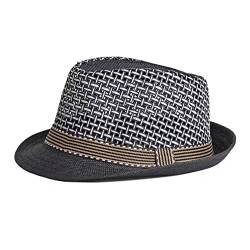 QI YUAN Fedora Hut Herren Sommer Strandhut aus Papierstroh Sonnenhut Panama Hut 58CM (Schwarz) von QI YUAN