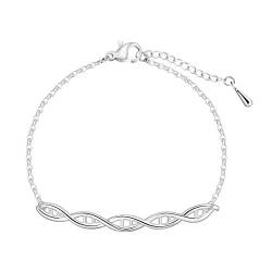 Chandler Goldmoleküle DNA Armbänder für Frau Chemische Formel Modeschmuck Piercing Helix Armreif Armband Weibliches Geschenk für Mädchen (Silber) von QIAMNI Chandler