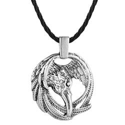 QIAMNI nordischer Raben-Halskette Odin Wikinger Anhänger für Männer Krähe Runen Thor Hammer Mjolnir von QIAMNI Chandler