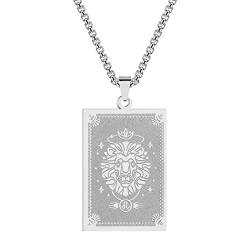 QIAMNI Edelstahl Sternzeichen Anhänger Halskette für Frauen Männer Löwe Sternzeichen Horoskop Kette Halskette Schmuck(Silver-12) von QIAMNI