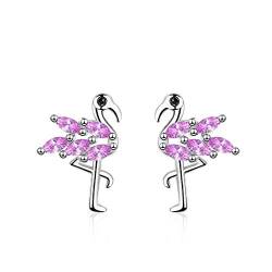 QIAMNI Simple Style Flamingo Zircon Earrings for Women, Unique Shape, Suitable for Girls and Women, Can Be Used as Birthday Gifts, Lover's Partner Gifts von QIAMNI