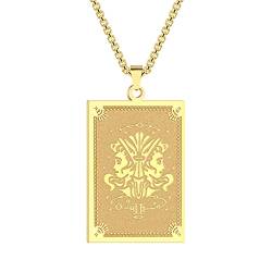 QIAMNI Vergoldete Sternzeichen Anhänger Halskette für Frauen Männer Zwillinge Sternbild Horoskop Anhänger Edelstahl Gliederkette Schmuck(Gold-3) von QIAMNI