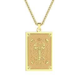 QIAMNI Vergoldeter Sternzeichen Anhänger Halskette für Frauen Männer Skorpion Sternzeichen Horoskop Anhänger Edelstahl Gliederkette Schmuck(Gold-7) von QIAMNI