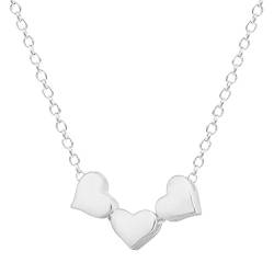 Halskette mit drei Herzen, minimalistisch, für Damen, 925er Sterlingsilber, Accessoire, Halskette von QIANDI