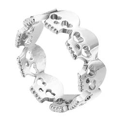 Punk-Stil Herz-Skelett-Ring für Frauen, Vintage-Ring, Schmuck, Silber von QIANDI