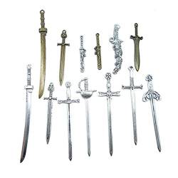 QIANDI Hk17 Anhänger, gemischtes Schwert, Antik-Bronze-Ton, Gummi Bronze Sterling-Silber Silber Kunststoff, No_Stone von QIANDI