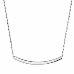 QIANDI Lange Halskette zierliche gebogene Röhre Bar minimalistischer Anhänger Choker Halskette 925 Sterling Silber, Sterling Silber, 36 von QIANDI