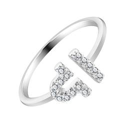 Ring aus 925er Sterlingsilber, Geburtsgeschenk, Waage, Sternzeichen-Ring, runder Zirkon, offener Ring von QIANDI