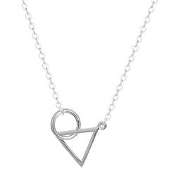 Valentine's Day Gifts Halskette, 925er-Sterlingsilber, Kreis- und Dreieck-Motiv von QIANDI