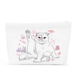 Katzengeschenke für Katzenliebhaber, niedliche Katze, Make-up-Tasche, inspiriert, Musikliebhaber, Geschenke, Fan, Sänger, Merch, Freundschaftsgeschenke für Frauen, Katze, Mutter, Katze, Kollegen, von QIBAJIU