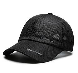 QICHEN Sommer Cap Herren Mesh Basecap Atmungsaktiv Outdoor Sportkappe (Schwarz) von QICHEN