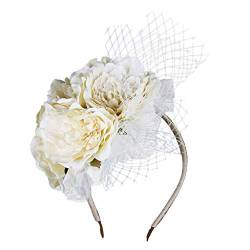 Fascinator Damen Damen Elegant Fascinator Haarreif Für Hochzeit Vintage Banquet Headwear Fascinators Hat Faux Feather Mesh Veil Hat Bowknot Fascinator Hat von QIFLY