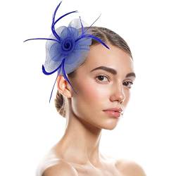 Fascinator Damen Damen Fasching Kostüm Accessoires Rhinestone Veil Hair Clip Headband Headband Elegant Hair Accessory Hat for Cocktail Party Wedding 50er Jahre Fascinator Hut Für Frauen von QIFLY