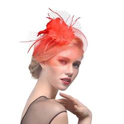 Fascinator Damen Damen Fasching Kostüm Accessoires Wedding Hat with Clip Flower Feather Tea Party Women Girls Hair Clip Blume Feder Fascinator Hut von QIFLY