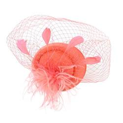 Fascinator Damen Women's Cocktail Fascinators Sinamay Feather Flower Derby Ball Headpiece Fascinator on Church Blume Feder Fascinator Hut von QIFLY