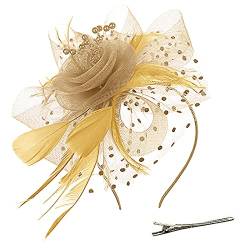 Fascinator Damen Women's Cocktail Fascinators Wedding Church Party Hair Clip Feder Netz Schleier Party Hüte 50er Jahre Fascinator Hut Für Frauen von QIFLY