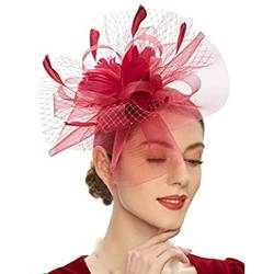 Fascinator Damen Women's Elegant Summer Fascinator Bridal Hat Mesh for Costume Carnival Theme Party Halloween Costume Fascinator Hair Clip von QIFLY