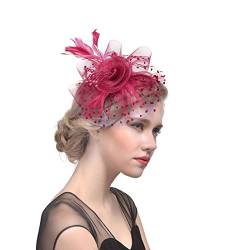 Fascinator Damen Women's Fascinator Hair Clip Hat Hochzeit Braut Kopfschmuck Kopfschmuck Headband with Hat Fascinator Hut Headpiece for Cocktail Wedding Vintage Tea Party von QIFLY