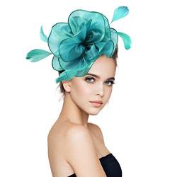 Fascinator Damen Women's Fascinator Hair Clip Hat Pillbox Schleier Hut Flower Feather Tea Party Women Girls Hair Clip Fascinator Hüte Für Frauen von QIFLY