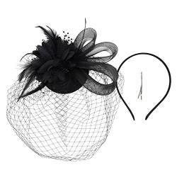 Fascinator Damen Women's Fascinator Hat Ladies’ Cocktail Party Fascinator Flower Fascinator Feather Brooch Corsage Hair Clip Fascinator Hut Headpiece for Cocktail Wedding Vintage Tea Party von QIFLY