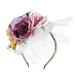 Fascinator Damen Women's Fascinator Hat Wedding Bridal Fascinator Hat Flower Fascinator Feather Brooch Corsage Hair Clip Fascinator Hair Clip von QIFLY