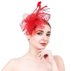 Fascinator Damen Women's Fascinator Hat Wedding Cocktail Tea Party for Women and Girls Feder Kopfschmuck Fascinator Hochzeit Fascinators 1920s Fascinators Hut von QIFLY