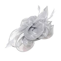 Fascinator Hochzeit Damen Elegant Fascinator Haarreif Für Hochzeit Cocktail Rhinestone Veil Hair Clip Headband Halloween Costume Fascinator Hat Elegant Feather Net Mesh Derby Tea Party Hats von QIFLY