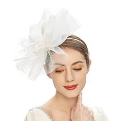 Fascinator Hochzeit Damen Fasching Kostüm Accessoires Wedding Tea Party Hair Accessory Flower Feather Tea Party Women Girls Hair Clip Fascinator Wedding Hat von QIFLY