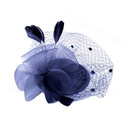 Fascinator Hochzeit Women's Elegant Summer Fascinator Bridal Hat Wedding Cocktail Tea Party for Women and Girls Faux Feather Mesh Veil Hat 1920s Veil Fascinator Hat for Women von QIFLY