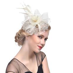 Fascinator Hochzeit Women's Tea Party Wedding Baseball Caps Rhinestone Veil Hair Clip Headband Flower Fascinator Feather Brooch Corsage Hair Clip Fascinator Wedding Ascot Hat Birdcage Veil von QIFLY