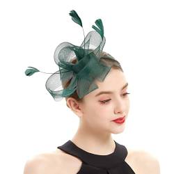 Fascinator Hut Damen Women's Elegant Summer Fascinator Bridal Hat Wedding Hat Flower Fascinator Feather Brooch Corsage Hair Clip 50er Jahre Fascinator Hut Für Frauen von QIFLY