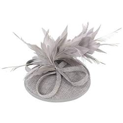 Fascinator Hut Damen Women's Mesh Feathers Clip Wedding Bridal Fascinator Hat Flower Fascinator Feather Brooch Corsage Hair Clip Banquet Hat Headband von QIFLY