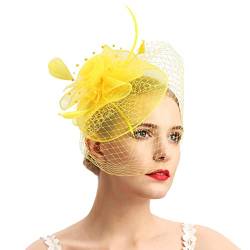 Fascinator Hut Damen Women's Vintage Accessories Mesh for Costume Carnival Theme Party Feather Flower Veil Bowler Bride Hat for Cocktail Wedding Cocktail Tee Party Hut von QIFLY