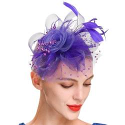Fascinator Hut Damen Women's Vintage Accessories Mesh for Costume Carnival Theme Party Feather Flower Veil Bowler Bride Hat for Cocktail Wedding Cocktail Tee Party Hut von QIFLY