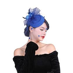 Fascinator Schwarz Damen Elegant Fascinator Haarreif Für Hochzeit Cocktail Wedding Tea Party Hair Accessory Feather Veil Mesh Headband 1920er Fascinator Stirnband von QIFLY