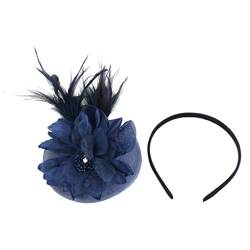 Fascinator Schwarz Damen Fasching Kostüm Accessoires Vintage Banquet Headwear Fascinators Hat Flower Feather Mesh Elegant Bridal Tea Party Hat Fascinator Hüte Für Frauen von QIFLY