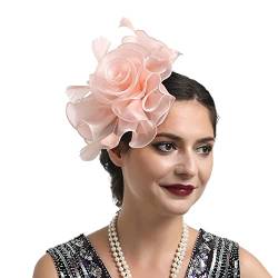 Fascinator Schwarz Damen Fasching Kostüm Accessoires Wedding Bridal Fascinator Hat Flower Feather Mesh Elegant Bridal Tea Party Hat Fascinator Hüte Für Frauen von QIFLY