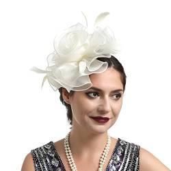 Fascinator Schwarz Damen Fasching Kostüm Accessoires Wedding Bridal Fascinator Hat Flower Feather Mesh Elegant Bridal Tea Party Hat Fascinator Hüte Für Frauen von QIFLY