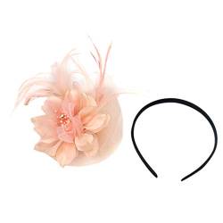 Fascinator Schwarz Damen Fasching Kostüm Zubehör Hochzeit Braut Kopfschmuck Kopfschmuck Headwear Elegant Cocktail Wedding Headbands for Women Girls Blume Feder Fascinator Hut von QIFLY