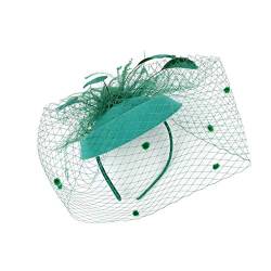 Fascinator Schwarz Women's Elegant Summer Fascinator Bridal Hat Ladies’ Cocktail Party Fascinator Faux Feather Mesh Veil Hat 1920er Fascinator Stirnband von QIFLY