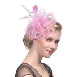 Fascinator Schwarz Women's Elegant Summer Fascinator Bridal Hat Pillbox Schleier Hut Feder Kopfschmuck Fascinator Hochzeit Bridal Wedding for Dress Party Cocktail von QIFLY