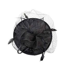 Fascinator Schwarz Women's Elegant Summer Fascinator Bridal Hat Wedding Hat with Clip Headpiece Fascinator on Church Fascinator Hair Clip von QIFLY