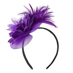 Fascinator Schwarz Women's Fascinator Hat Hochzeit Braut Kopfschmuck Kopfschmuck Feather Headband Costume Accessories for Women Fascinator Hat Elegant Feather Net Mesh Derby Tea Party Hats von QIFLY