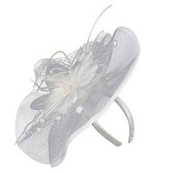 Fascinator Schwarz Women's Mesh Feathers Clip Wedding Party Top Tea Hat for Women and Girls Headband Elegant Hair Accessory Hat for Cocktail Party Wedding Fascinator Hat von QIFLY